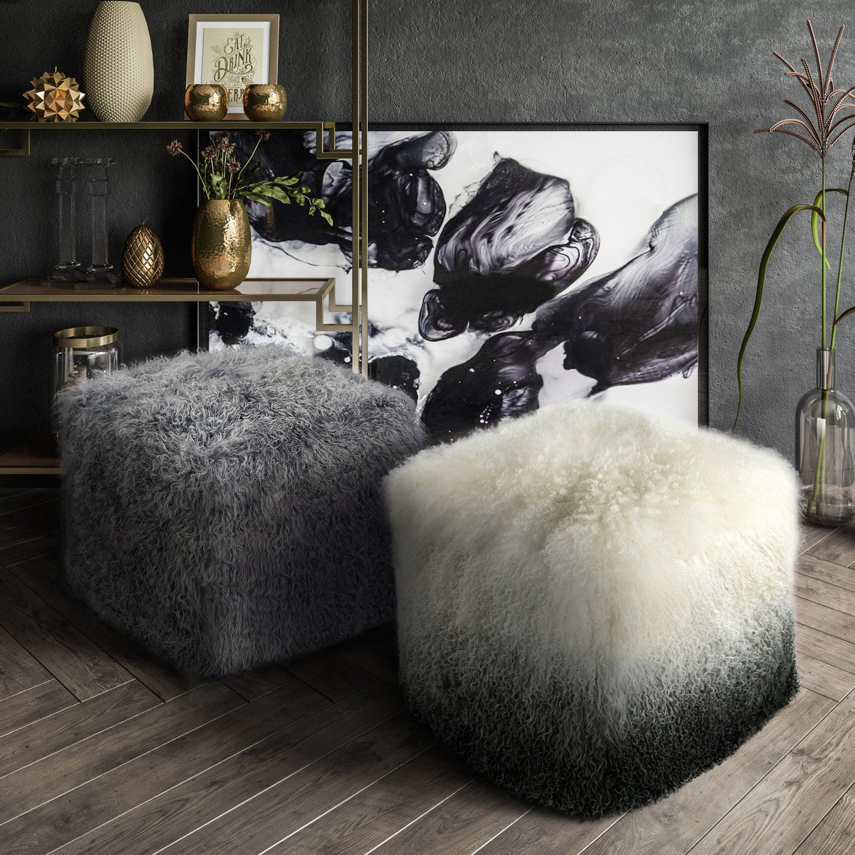 Tibetan Sheep Pouf by TOV Furniture at Eve Furniture