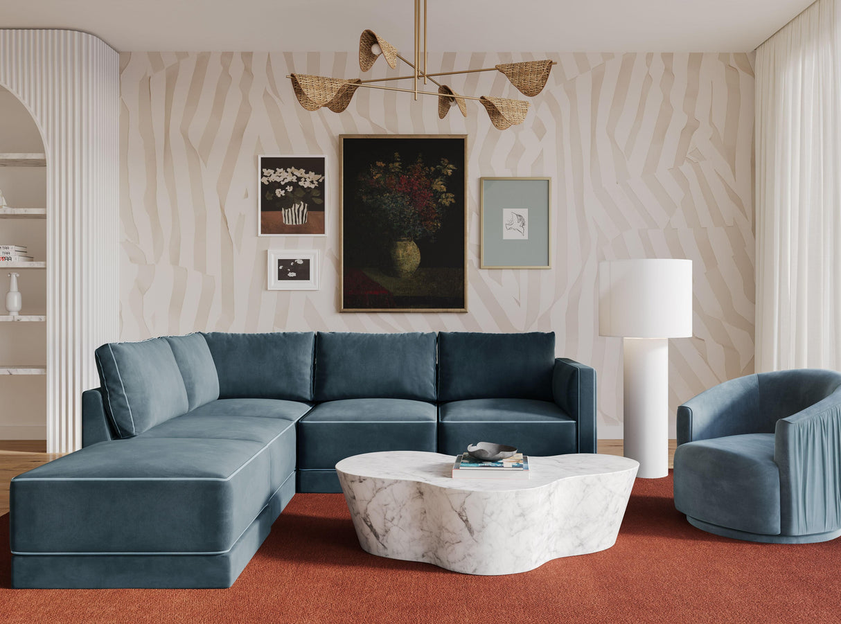 Willow Velvet Modular Left Arm Facing (LAF) Sectional by TOV Furniture at Eve Furniture