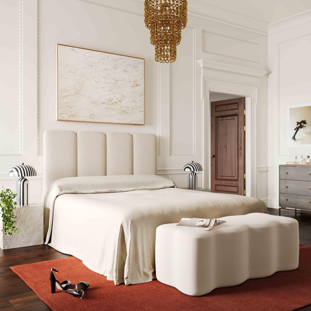 Maiori Striped Papier Mache Table Lamp by TOV Furniture at Eve Furniture