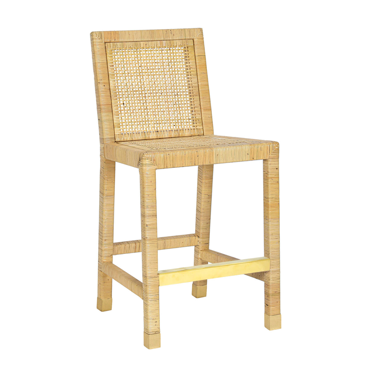 Amara Rattan & Cream Linen Stool by TOV Furniture at Eve Furniture