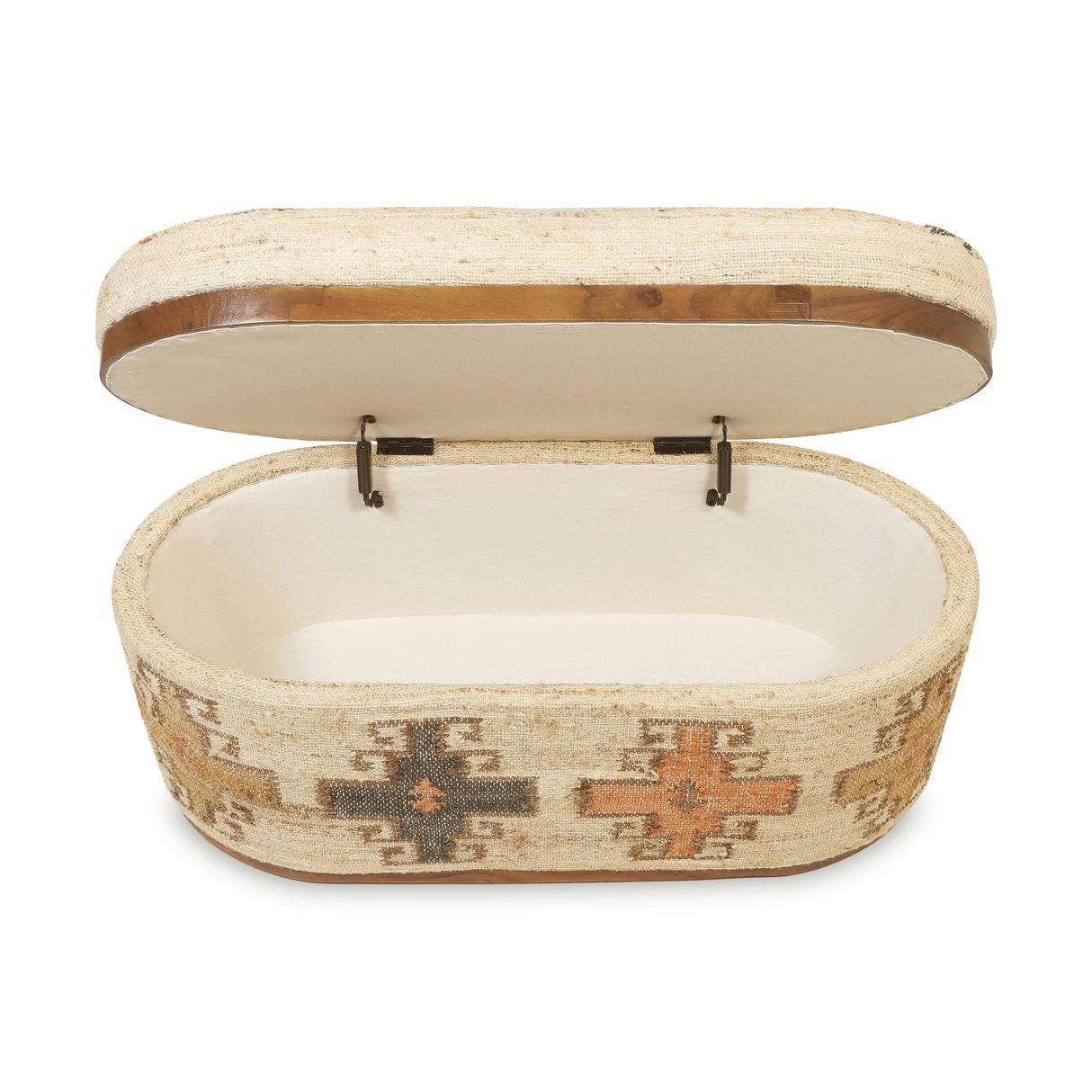 Olivier Cotton Oval Storage Ottoman by TOV Furniture at Eve Furniture