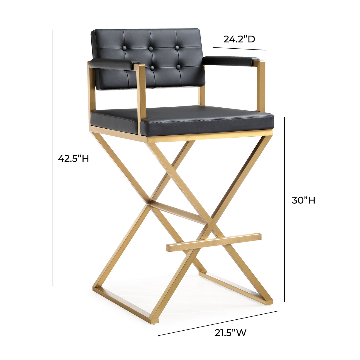 Director Performance Vegan Leather Stool with Gold Base by TOV Furniture at Eve Furniture