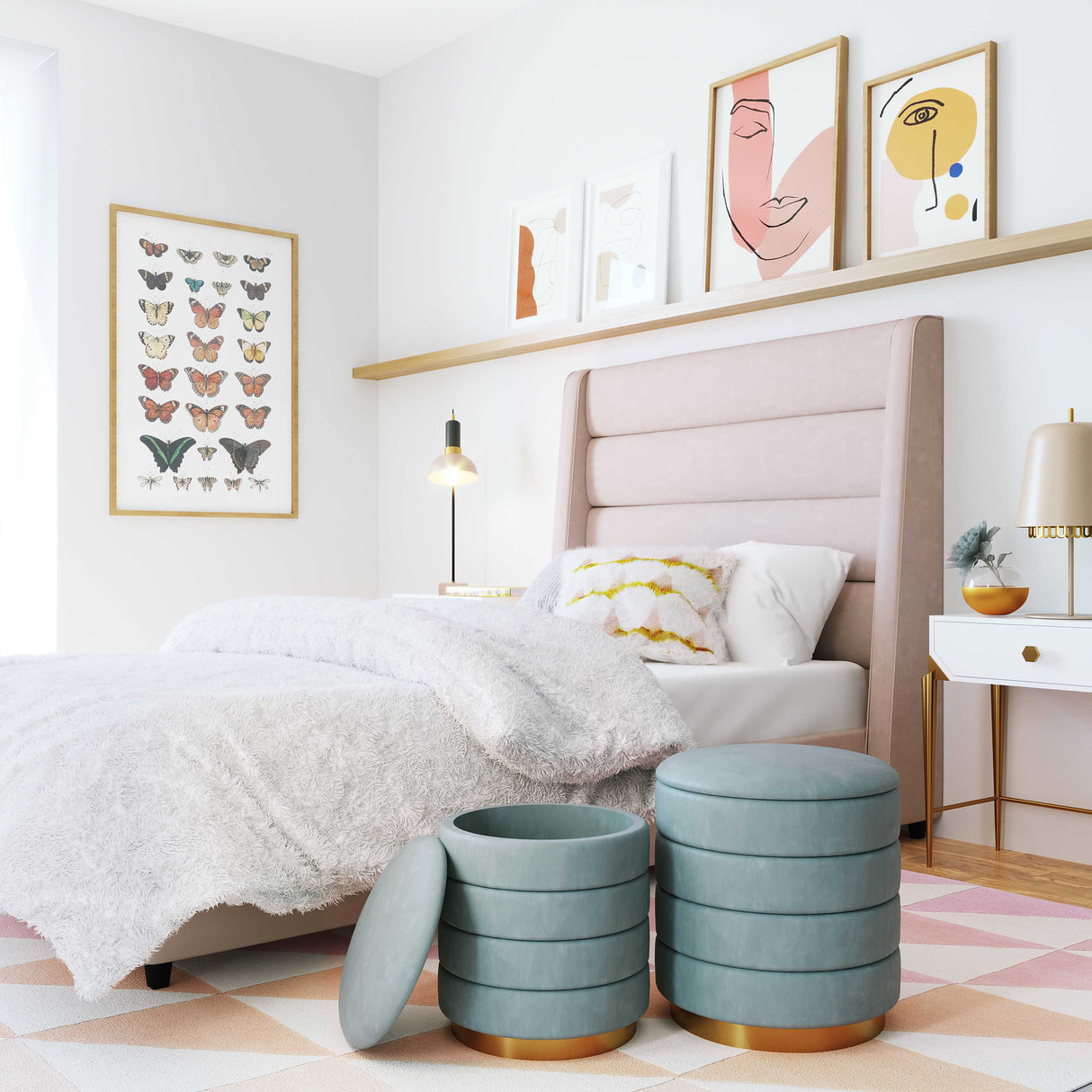 Saturn Velvet Storage Ottomans - Set of 2 by TOV Furniture at Eve Furniture