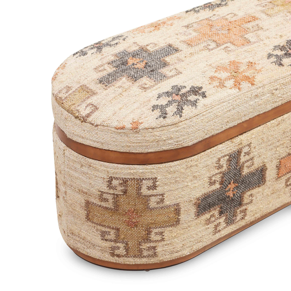 Olivier Cotton Oval Storage Ottoman by TOV Furniture at Eve Furniture