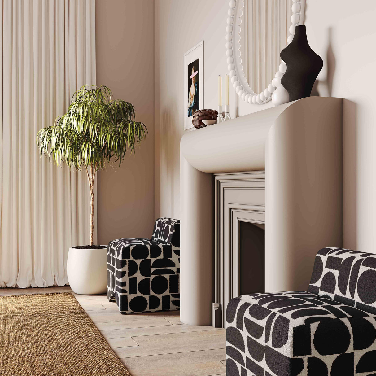 Pippa Geometric Jacquard Weave Stool by TOV Furniture at Eve Furniture