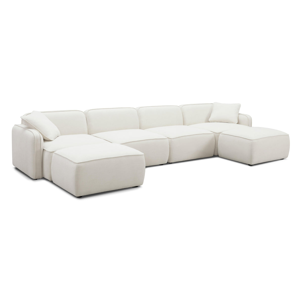 Travie Sand Upcycled Linen 6-Piece Modular U-Sectional by TOV Furniture at Eve Furniture