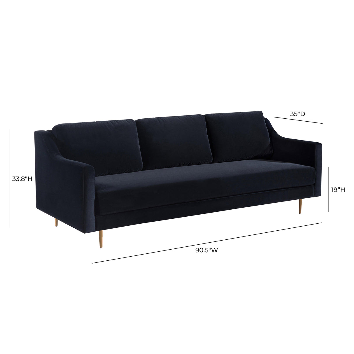 Milan Black Velvet Sofa by TOV Furniture at Eve Furniture