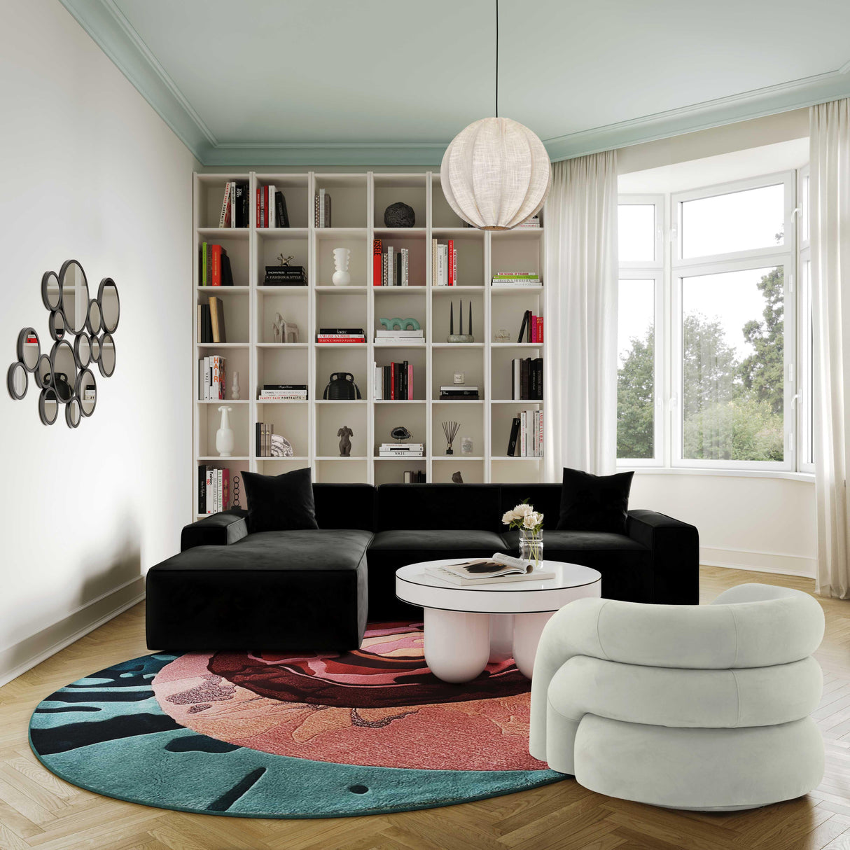 Slipper Upholstered Swivel Chair by TOV Furniture at Eve Furniture