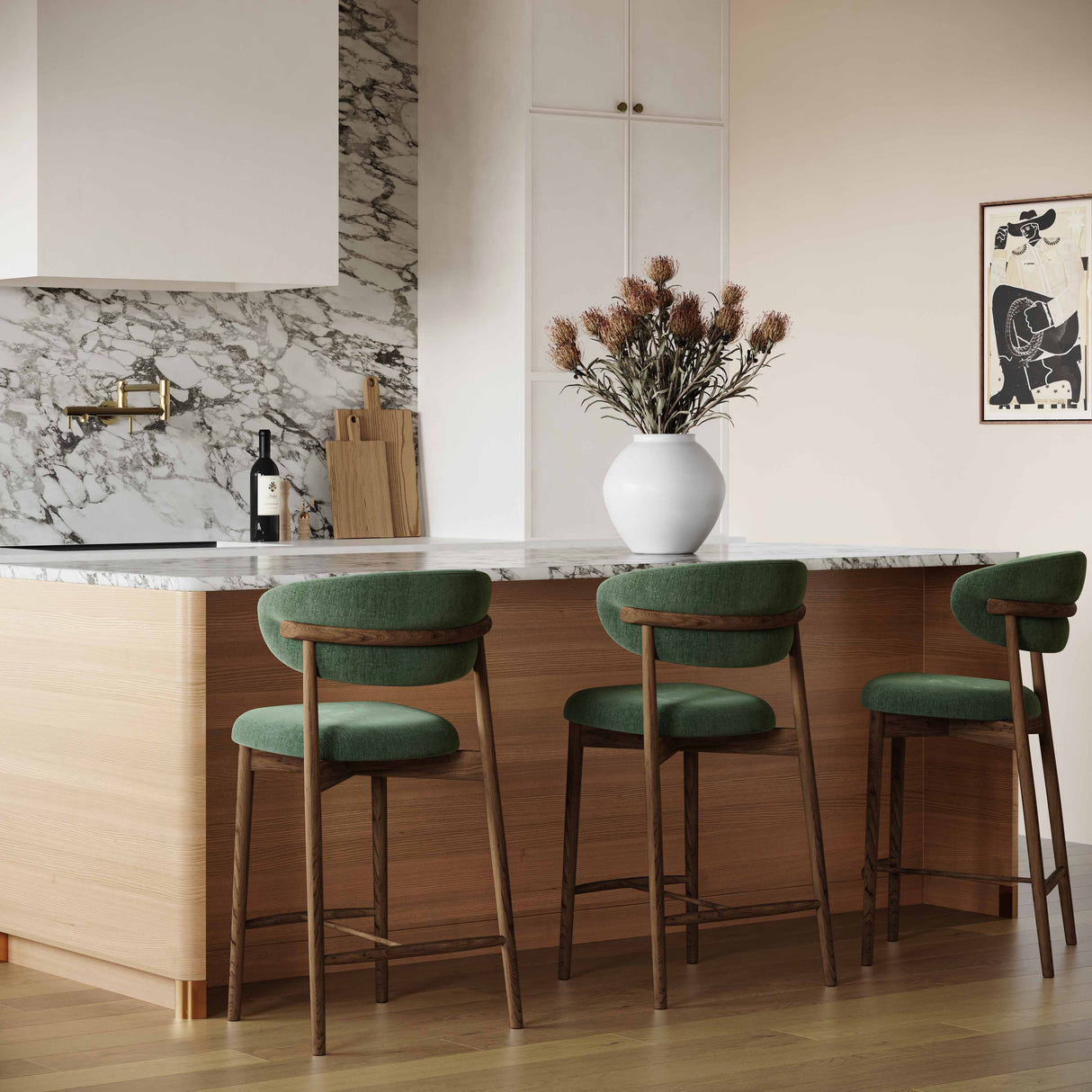 Zinea Performance Textured Velvet Counter Stool by TOV Furniture at Eve Furniture