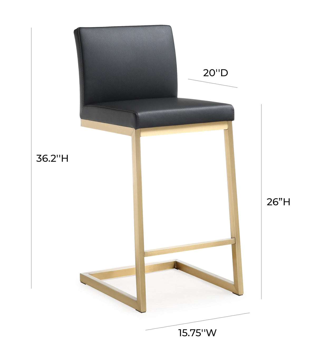 Parma Performance Vegan Leather and Gold Stainless Steel Counter Stool - Set of 2 by TOV Furniture at Eve Furniture