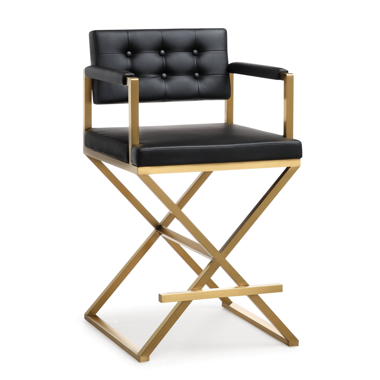 Director Performance Vegan Leather Stool with Gold Base by TOV Furniture at Eve Furniture