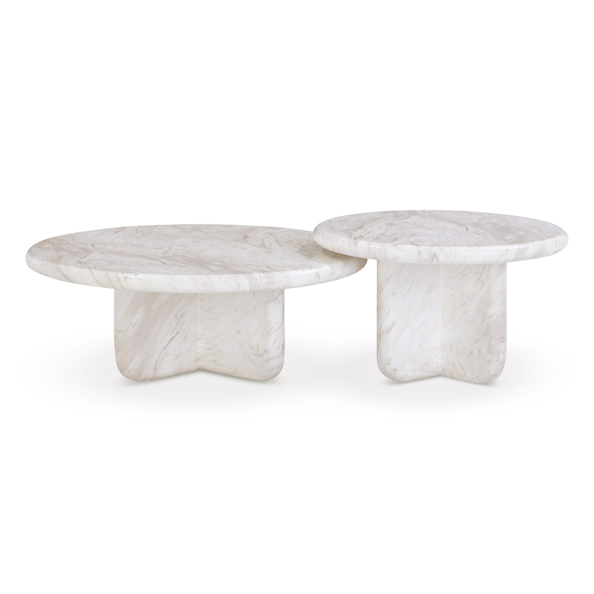 Juju Nesting Indoor/Outdoor Marble Coffee Tables by TOV Furniture at Eve Furniture
