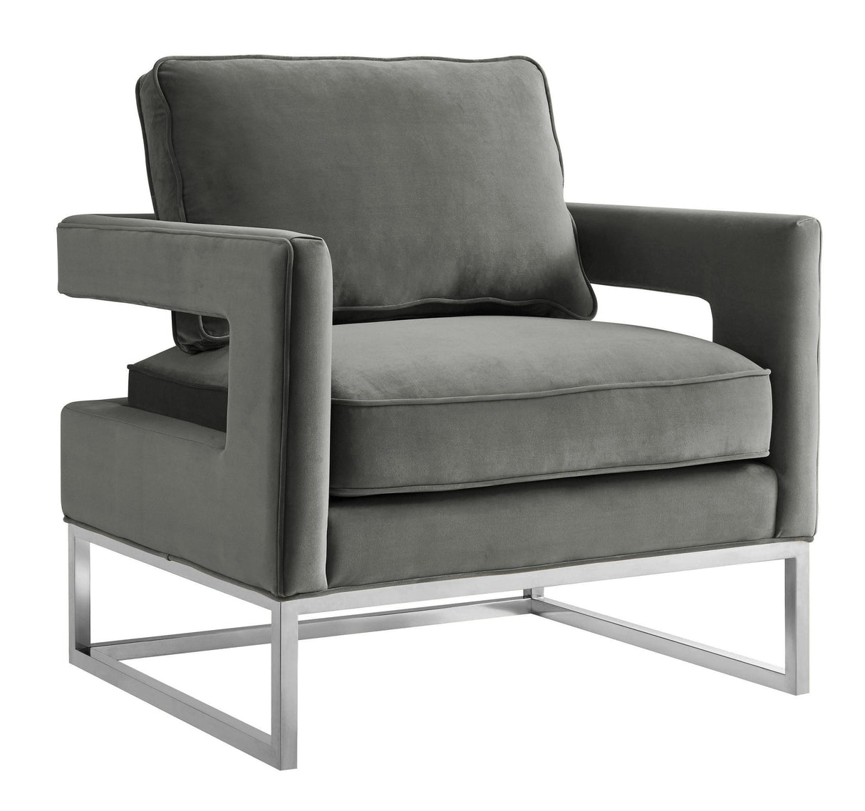 Avery Grey Velvet Chair with Silver Base by TOV Furniture at Eve Furniture