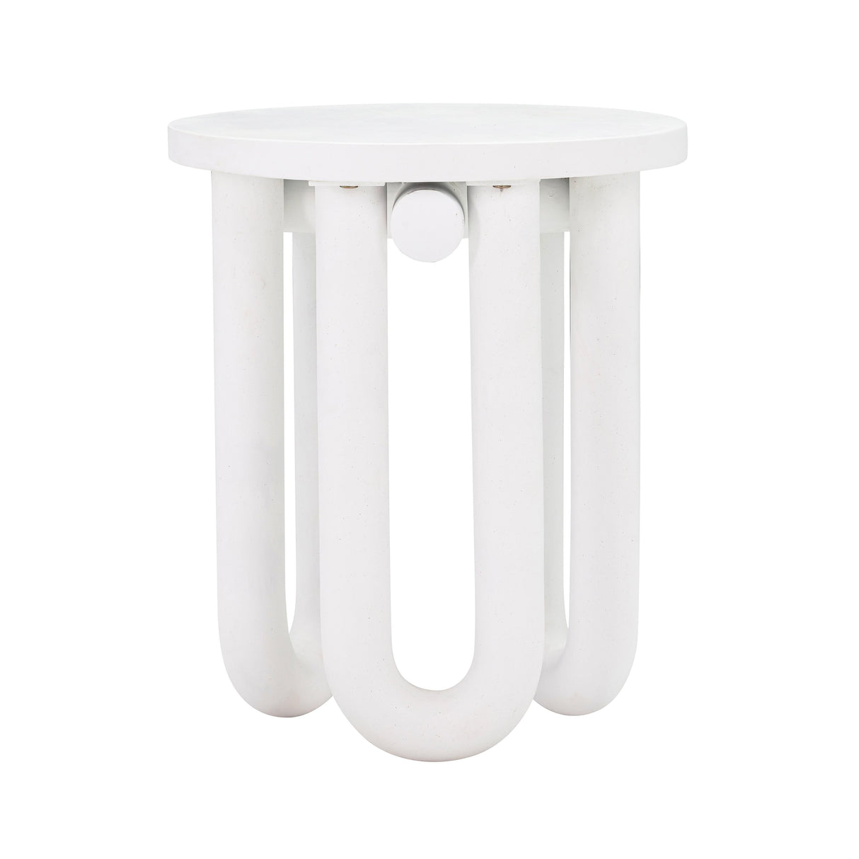 Tildy White Concrete Indoor / Outdoor Round Side Table by TOV Furniture at Eve Furniture