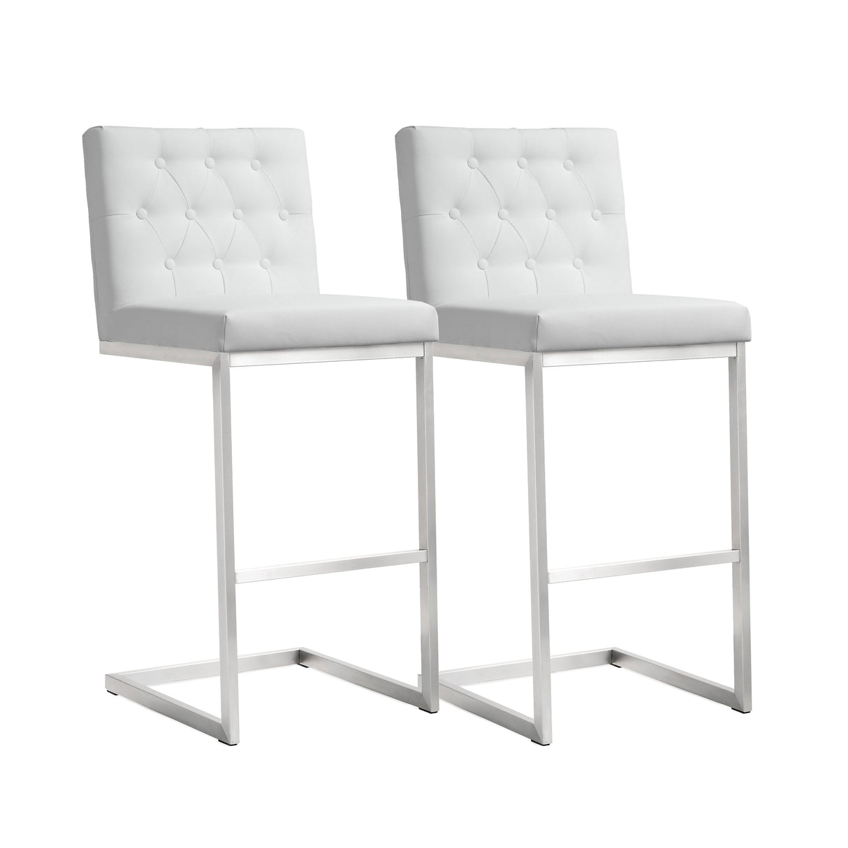 Helsinki White Performance Vegan Leather Stool - Set of 2 by TOV Furniture at Eve Furniture
