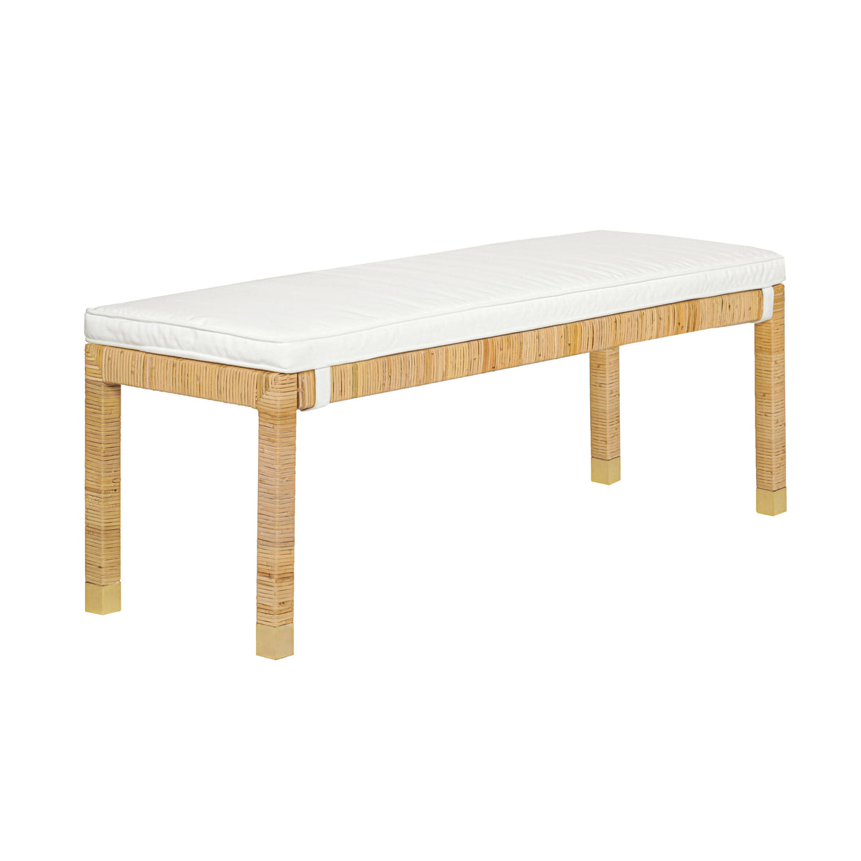 Amara Woven Rattan Performance Fabric Bench by TOV Furniture at Eve Furniture