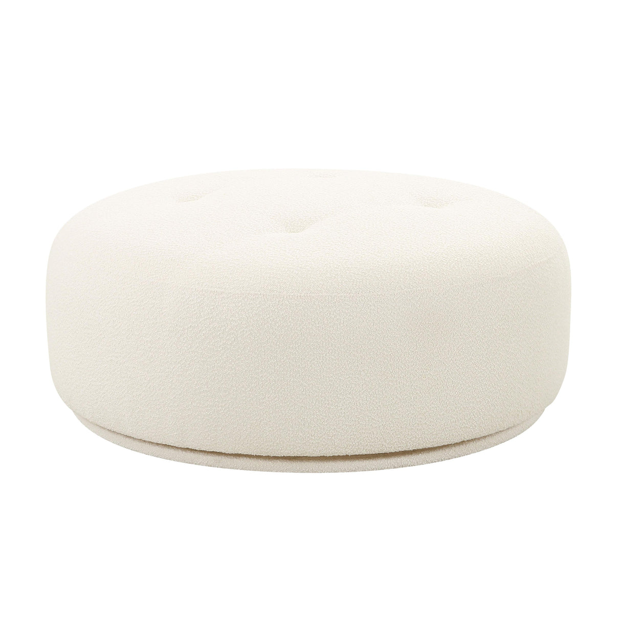 Fickle Cream Boucle Swivel Ottoman by TOV Furniture at Eve Furniture