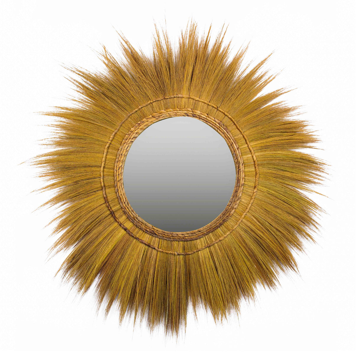 Mettu Natural Grass Round Wall Mirror by TOV Furniture at Eve Furniture