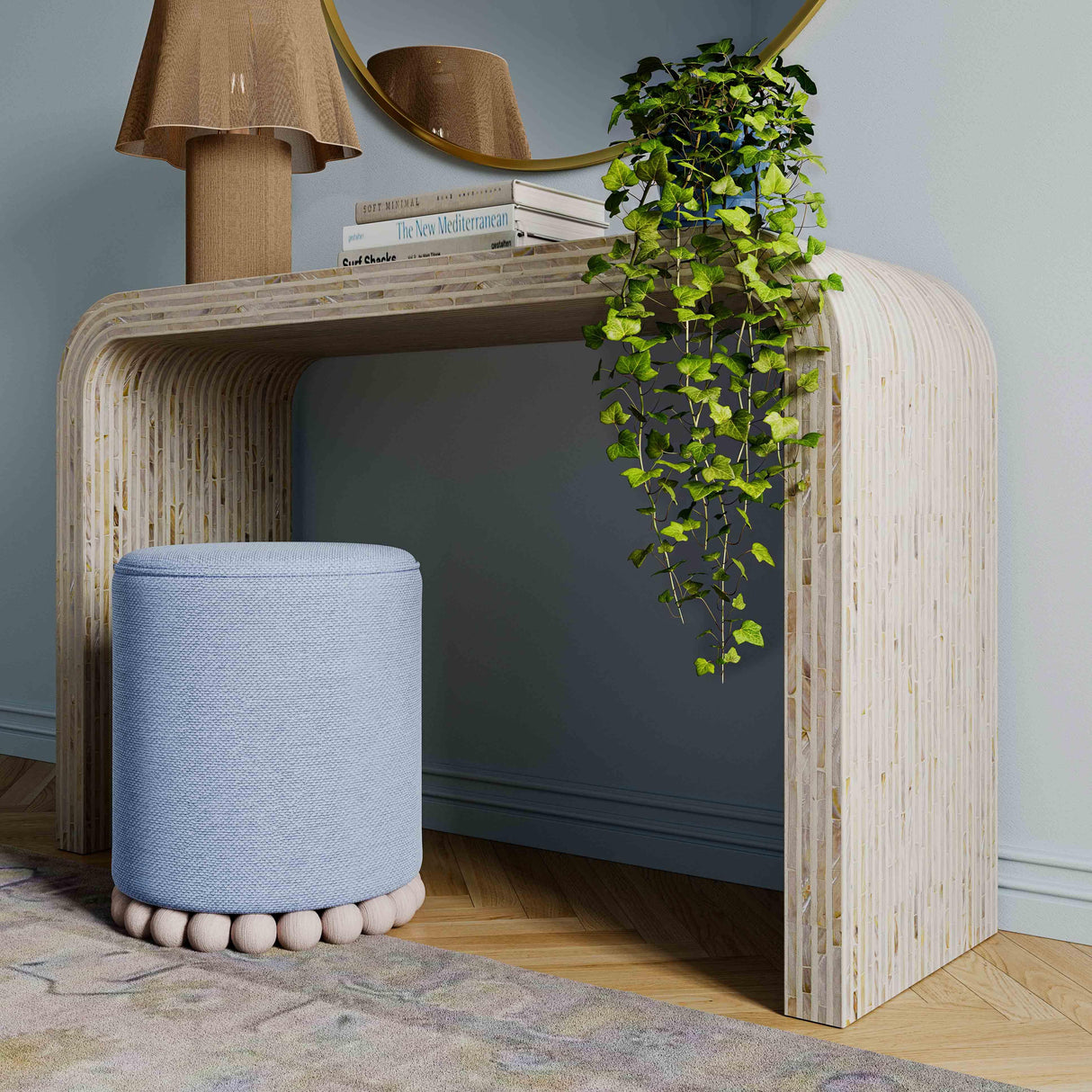 Opus Cream Capiz Shell Console Table by TOV Furniture at Eve Furniture