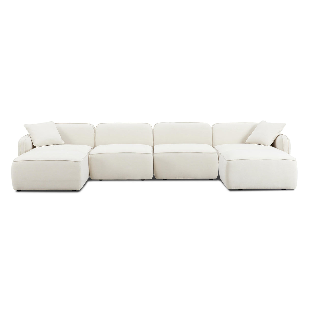 Travie Sand Upcycled Linen 6-Piece Modular U-Sectional by TOV Furniture at Eve Furniture