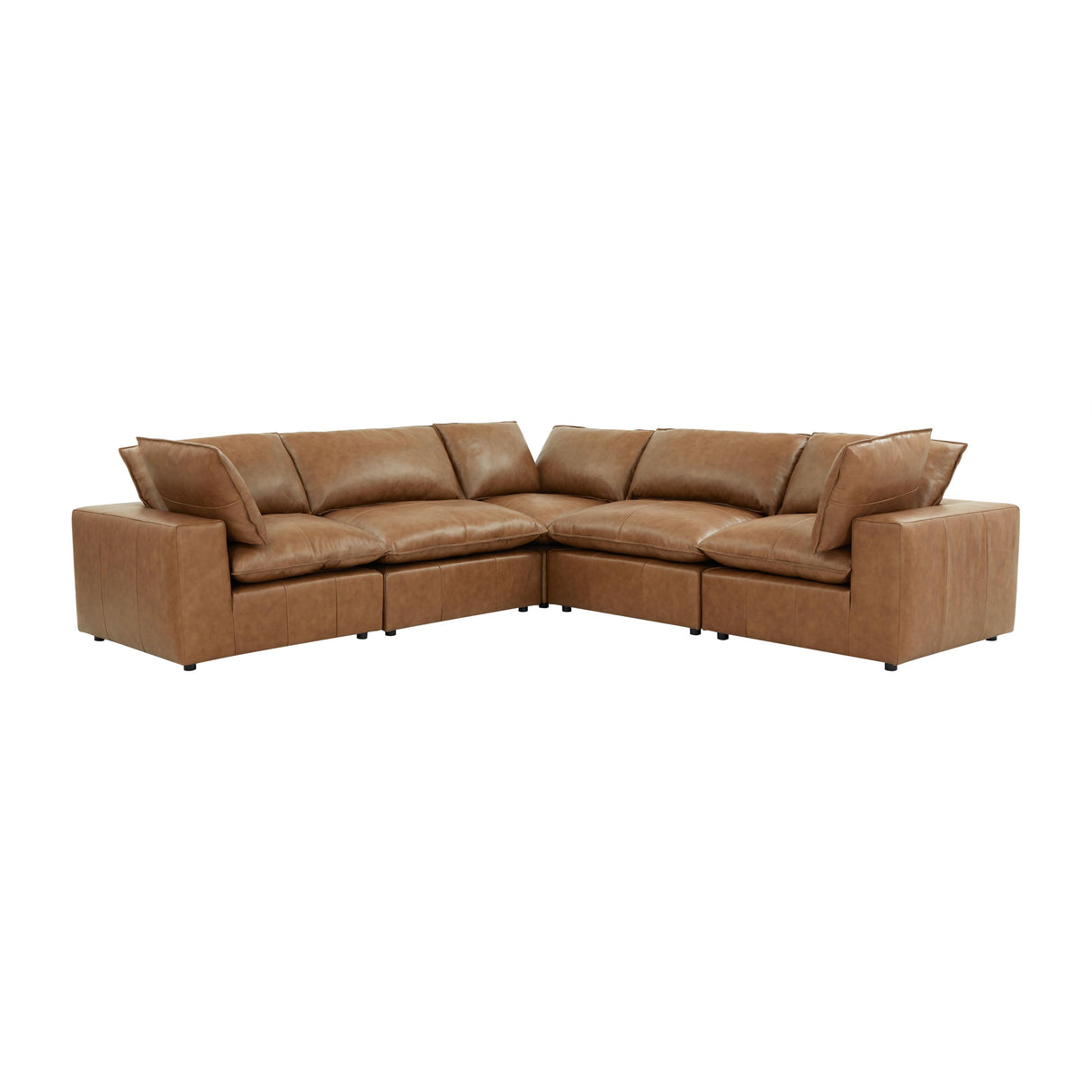 Cali Brown Leather Modular 5-Piece L-Sectional by TOV Furniture at Eve Furniture