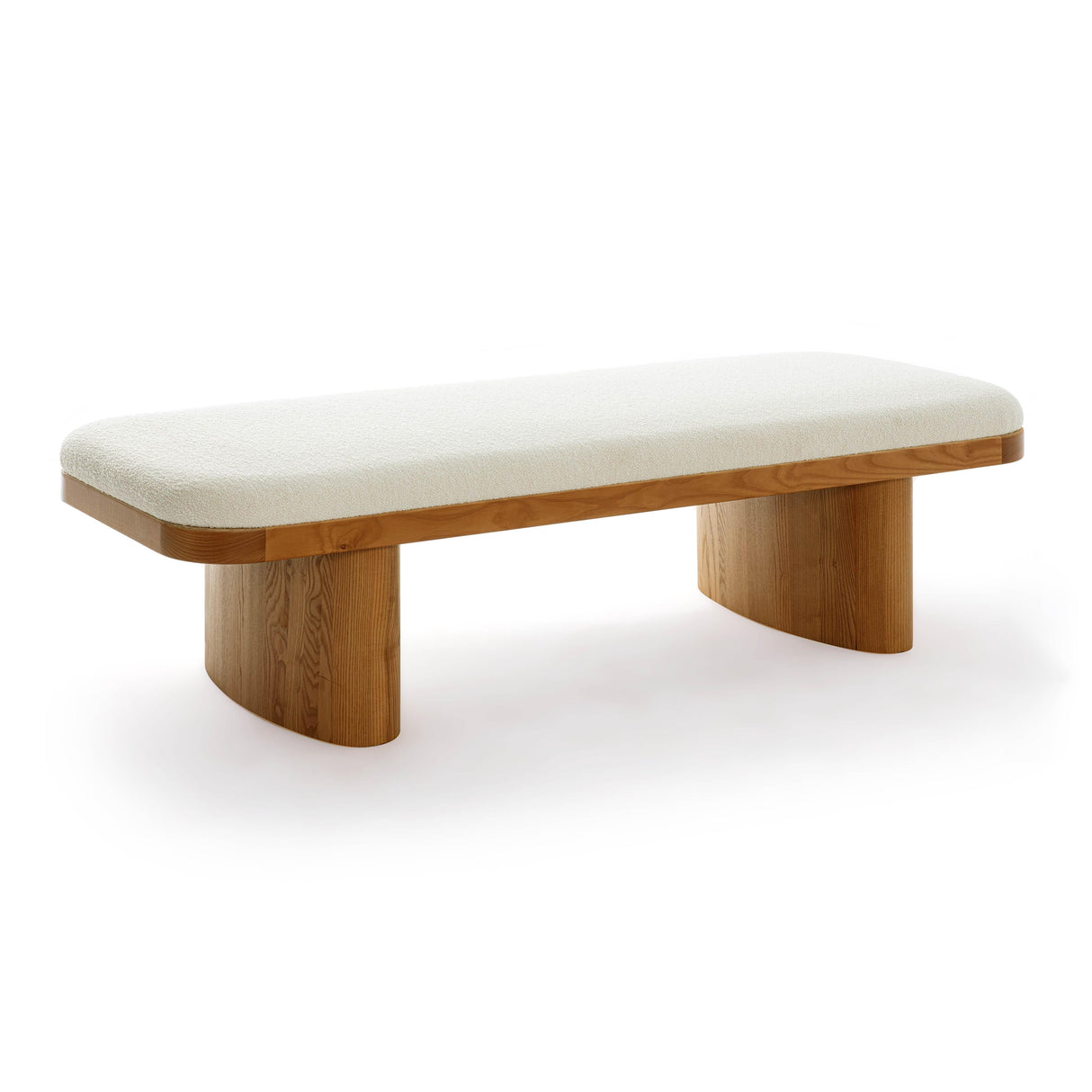 Ollie White Performance Boucle Large Bench by TOV Furniture at Eve Furniture