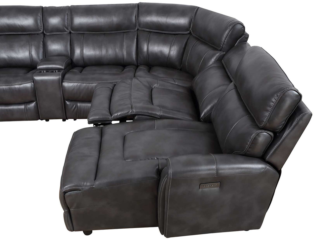 Provo Gray 6-Piece Right Arm Facing (RAF) Chaise Dual Power Reclining Sectional by Steve Silver at Eve Furniture