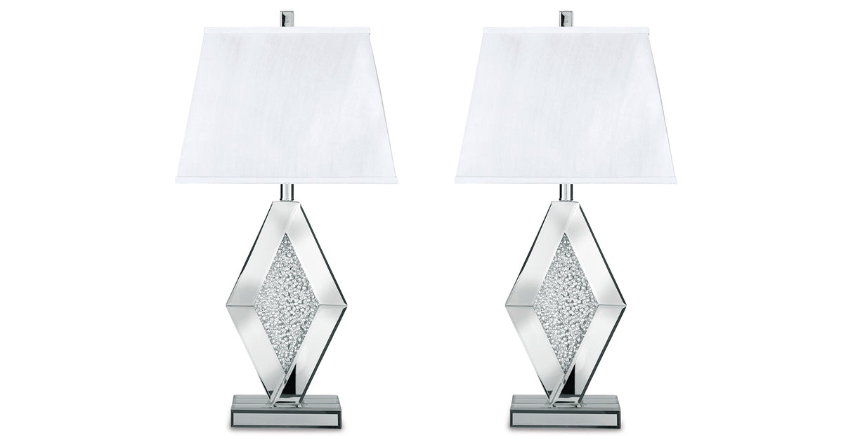 Prunella 2-Piece Table Lamp Set in Silver Finish by Ashley at Eve Furniture