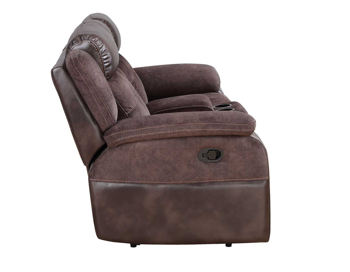 Pueblo Coffee Fabric/Leatherette 3-Piece Manual Reclining Set by Steve Silver at Eve Furniture