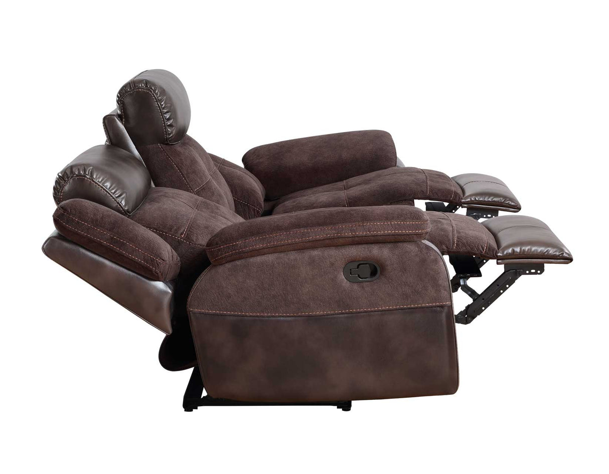 Pueblo Coffee Fabric/Leatherette 3-Piece Manual Reclining Set by Steve Silver at Eve Furniture