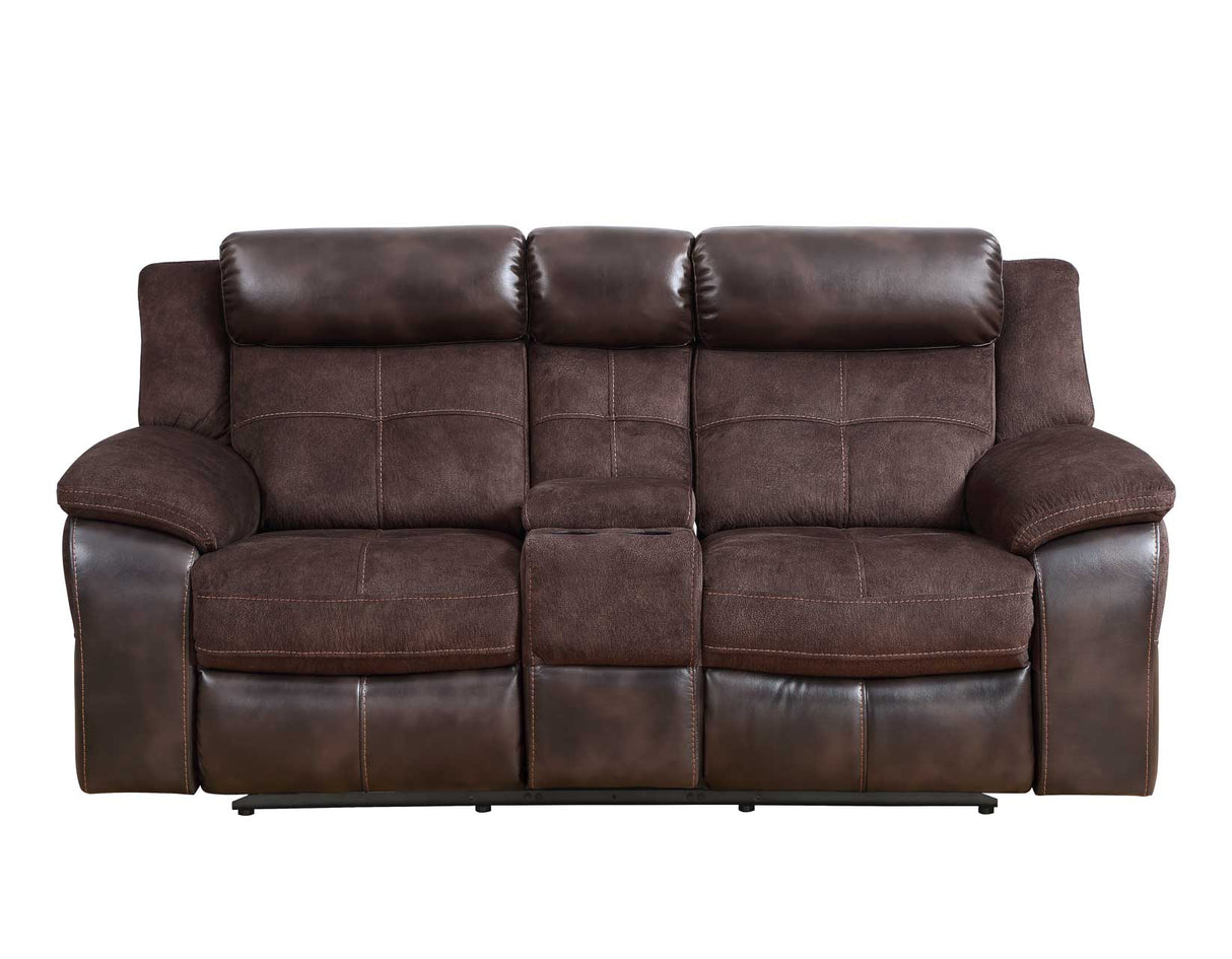 Pueblo Coffee Fabric/Leatherette 3-Piece Manual Reclining Set by Steve Silver at Eve Furniture