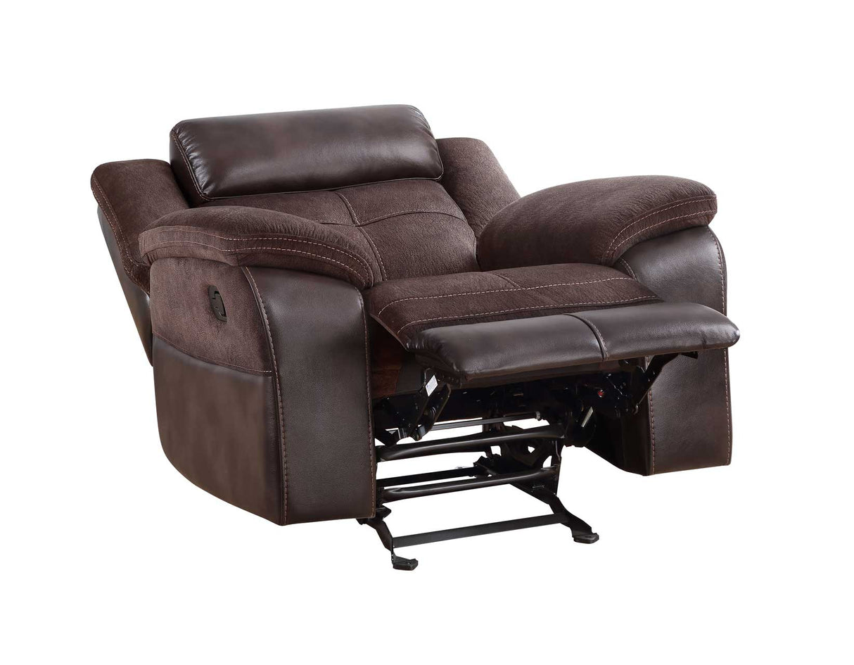 Pueblo Coffee Fabric/Leatherette 3-Piece Manual Reclining Set by Steve Silver at Eve Furniture