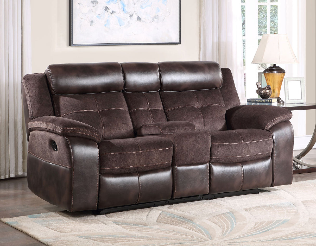 Pueblo Coffee Fabric/Leatherette 3-Piece Manual Reclining Set by Steve Silver at Eve Furniture