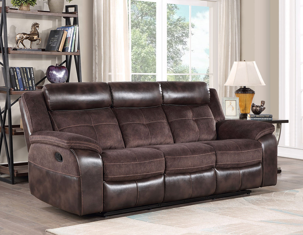 Pueblo Coffee Fabric/Leatherette 3-Piece Manual Reclining Set by Steve Silver at Eve Furniture