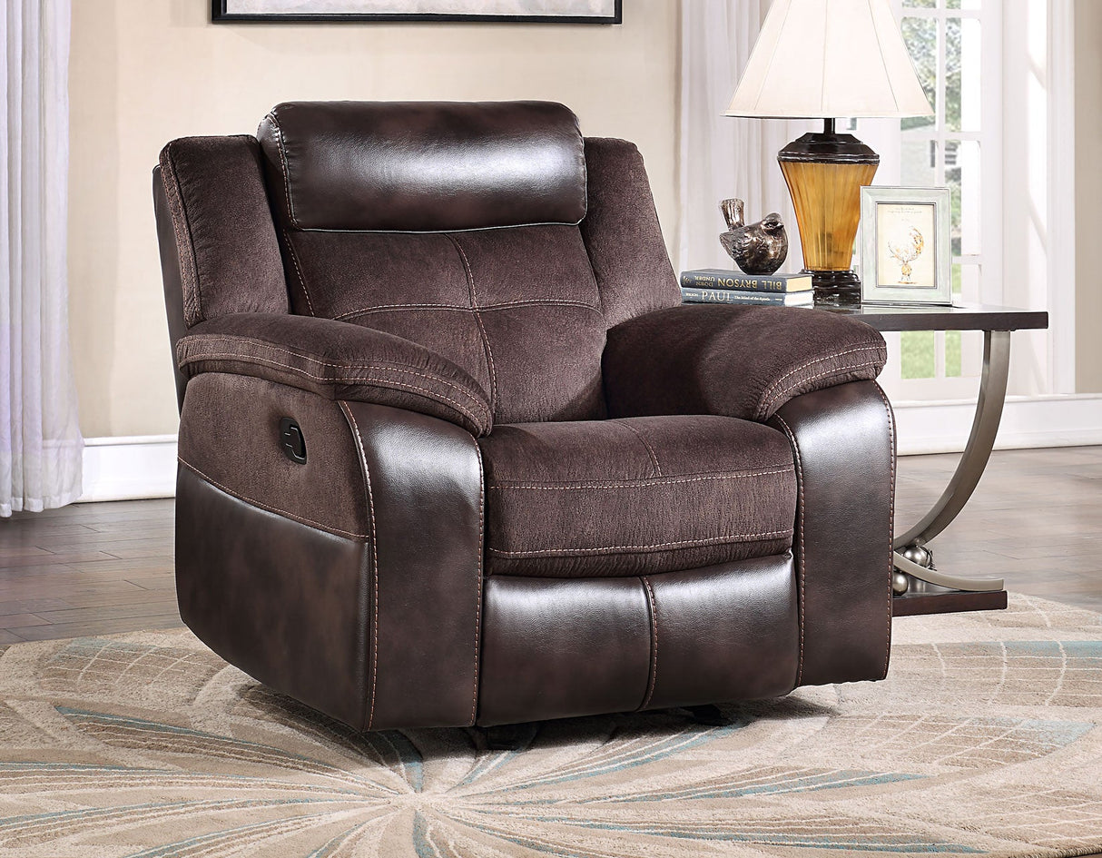 Pueblo Coffee Fabric/Leatherette 3-Piece Manual Reclining Set by Steve Silver at Eve Furniture