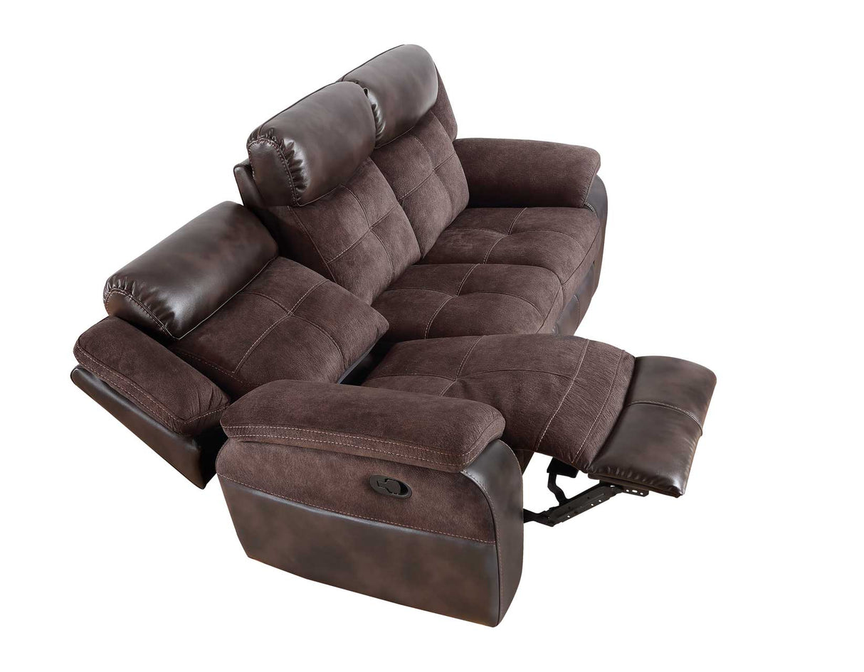 Pueblo Coffee Fabric/Leatherette 3-Piece Manual Reclining Set by Steve Silver at Eve Furniture