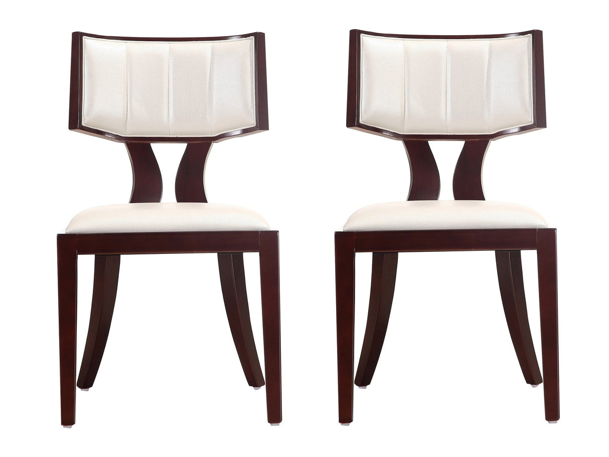 Pulitzer Dining Chair (Set of Two) in Pearl White and Walnut by Manhattan Comfort at Eve Furniture