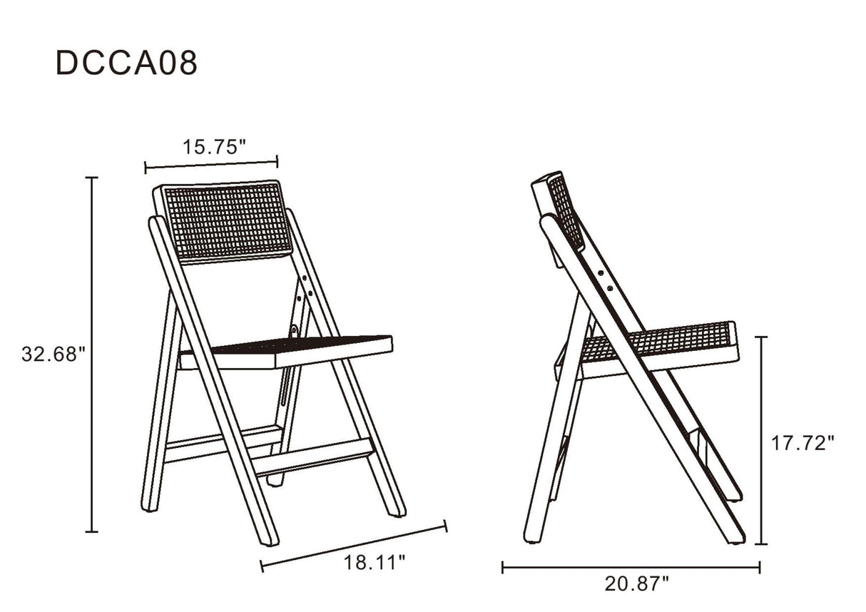 Pullman Folding Dining Chair in Nature Cane (set of 2) by Manhattan Comfort at Eve Furniture
