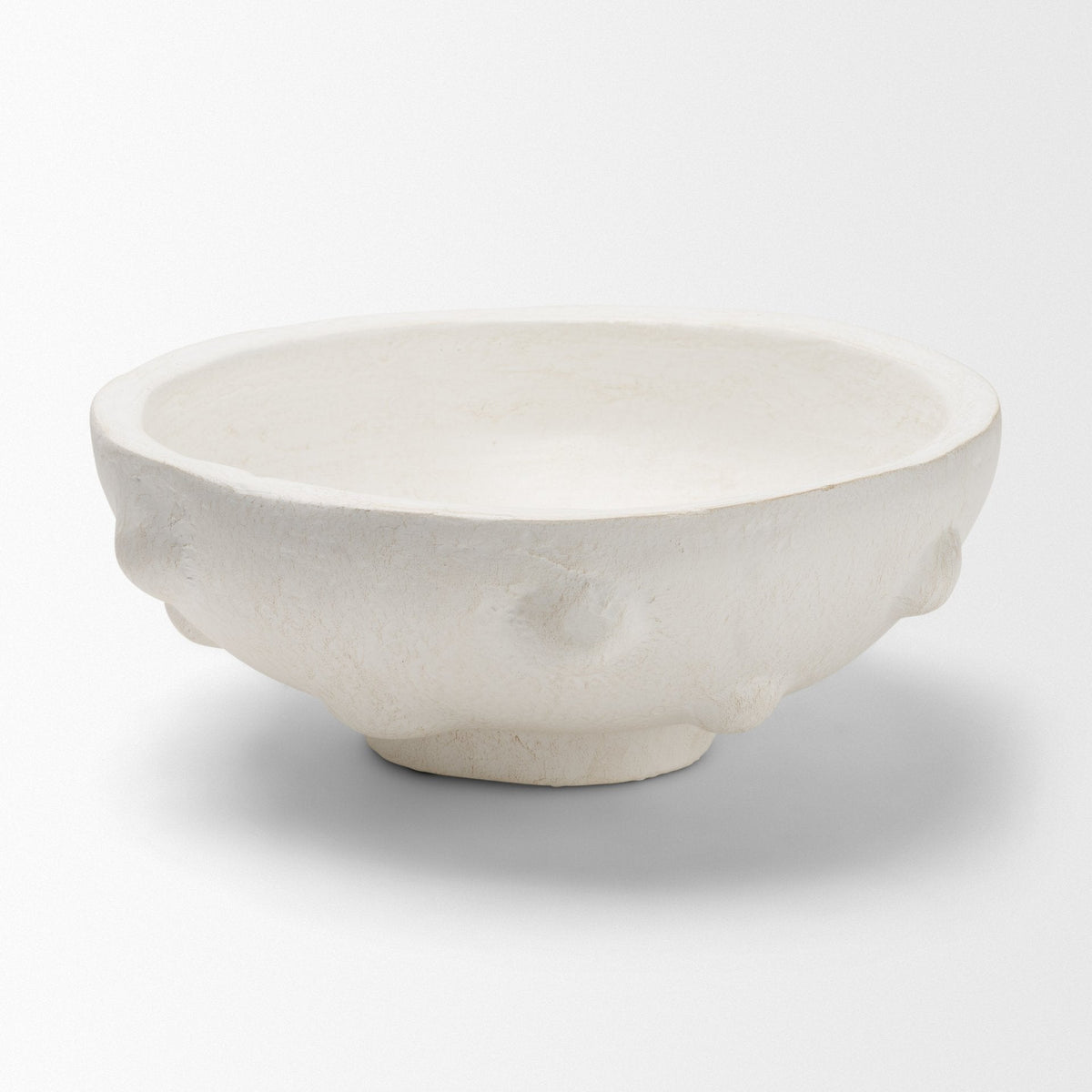 Punto Small White Paper Mache Dotted Centerpiece Bowl by Mercana at Eve Furniture