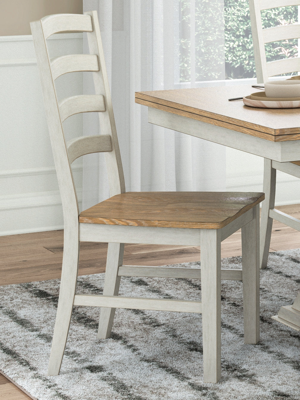 Purlaney Antique White/Natural Dining Chair, Set of 2 by Ashley at Eve Furniture