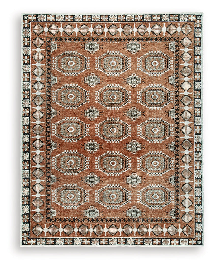 Qaabiz Sienna/Ivory/Black Large Rug by Ashley at Eve Furniture