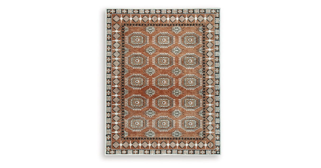 Qaabiz Sienna/Ivory/Black Large Rug by Ashley at Eve Furniture