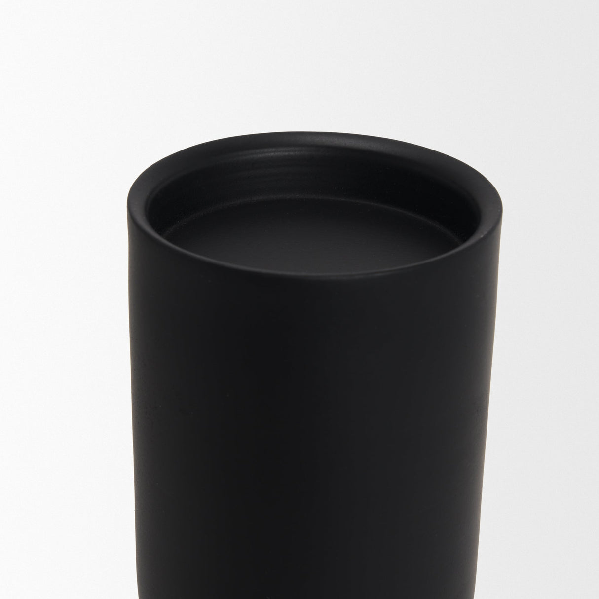 Qamra Short Black Metal Pillar Candle Holder by Mercana at Eve Furniture