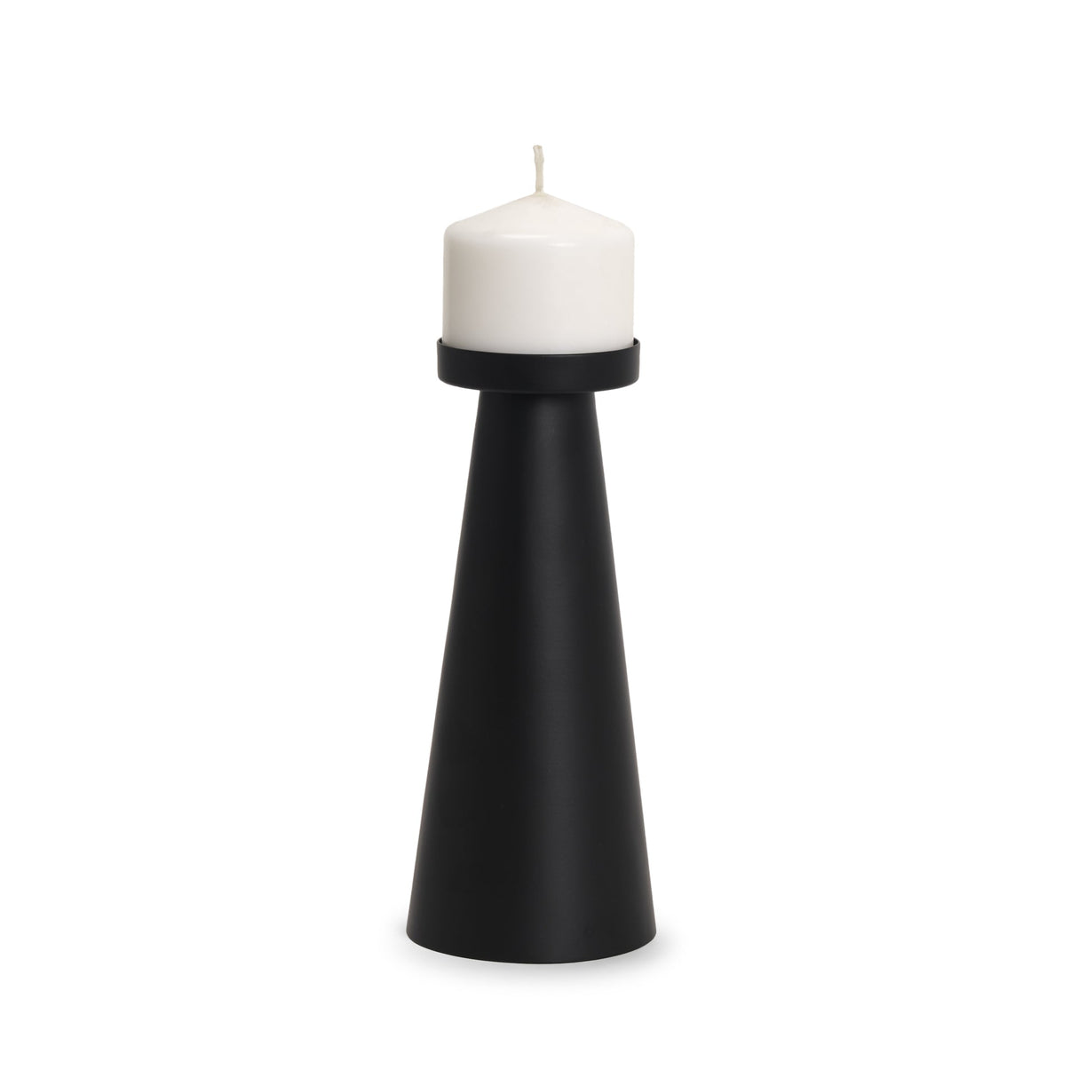 Quadir Tall Matte Black Metal Candle Holder by Mercana at Eve Furniture