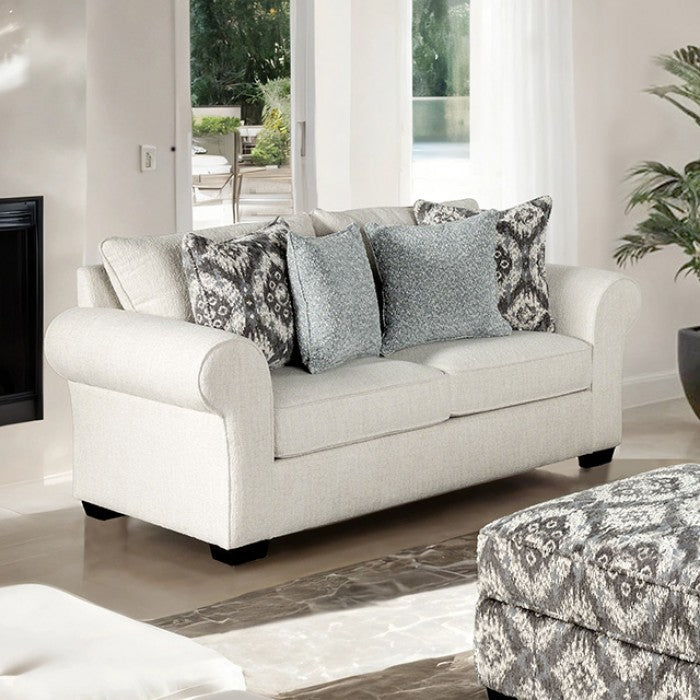Queensbury White Upholstery Living Room Set by Furniture of America at Eve Furniture