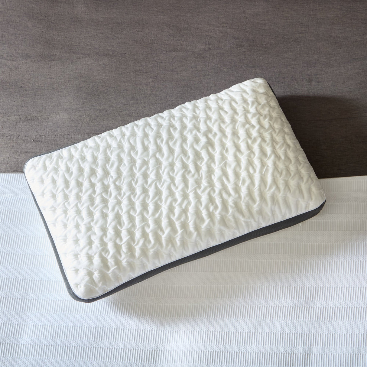 Quilted Convolution White Queen High Loft Pillow by Malouf at Eve Furniture