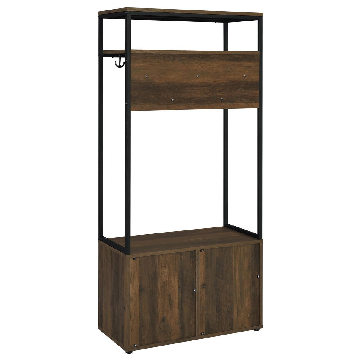 Quincy Dark Pine and Black 2-door Engineered Wood Hall Tree by Coaster at Eve Furniture