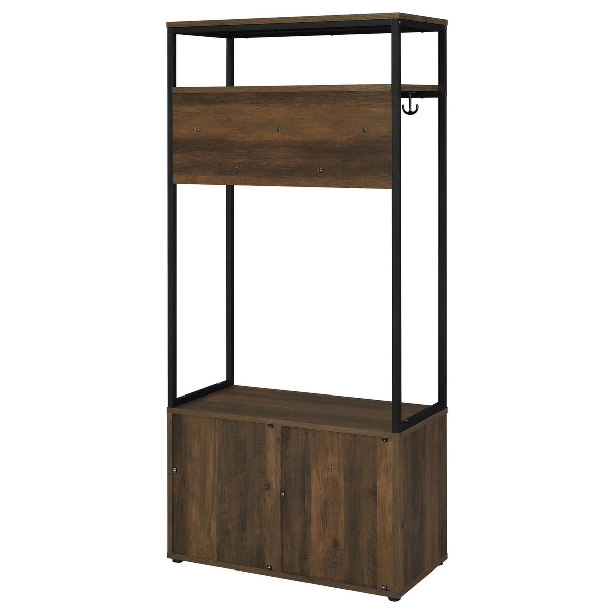 Quincy Dark Pine and Black 2-door Engineered Wood Hall Tree by Coaster at Eve Furniture