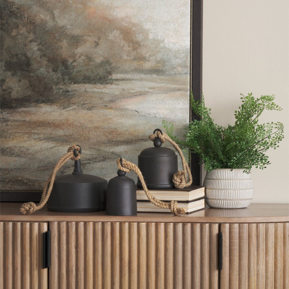 Quincy Large Matte Black Metal Decorative Bell Object by Mercana at Eve Furniture