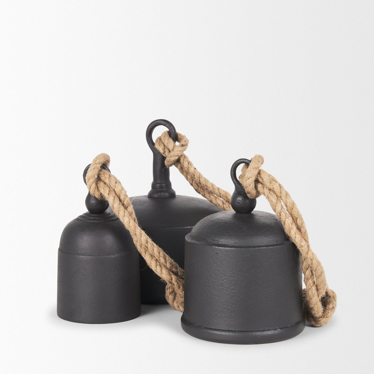 Quincy Medium Matte Black Metal Decorative Bell Object by Mercana at Eve Furniture
